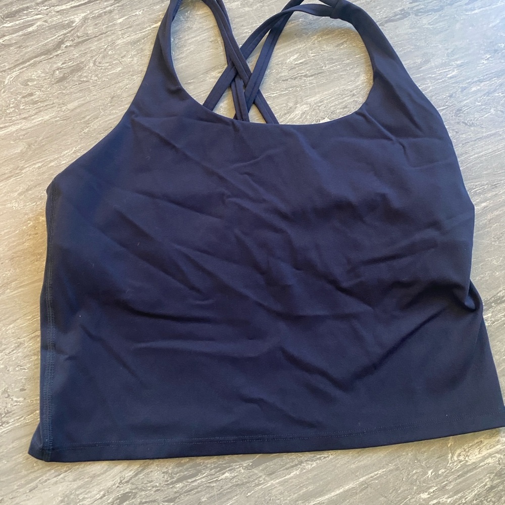 Navy Blue Cross-Back Tank Top